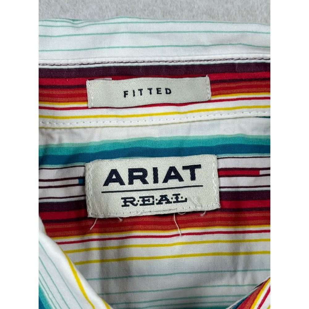 Ariat Real Womens Kirby Stretch Western Shirt Aztec Multi Stripe Fitted  L/S - Picture 3 of 12